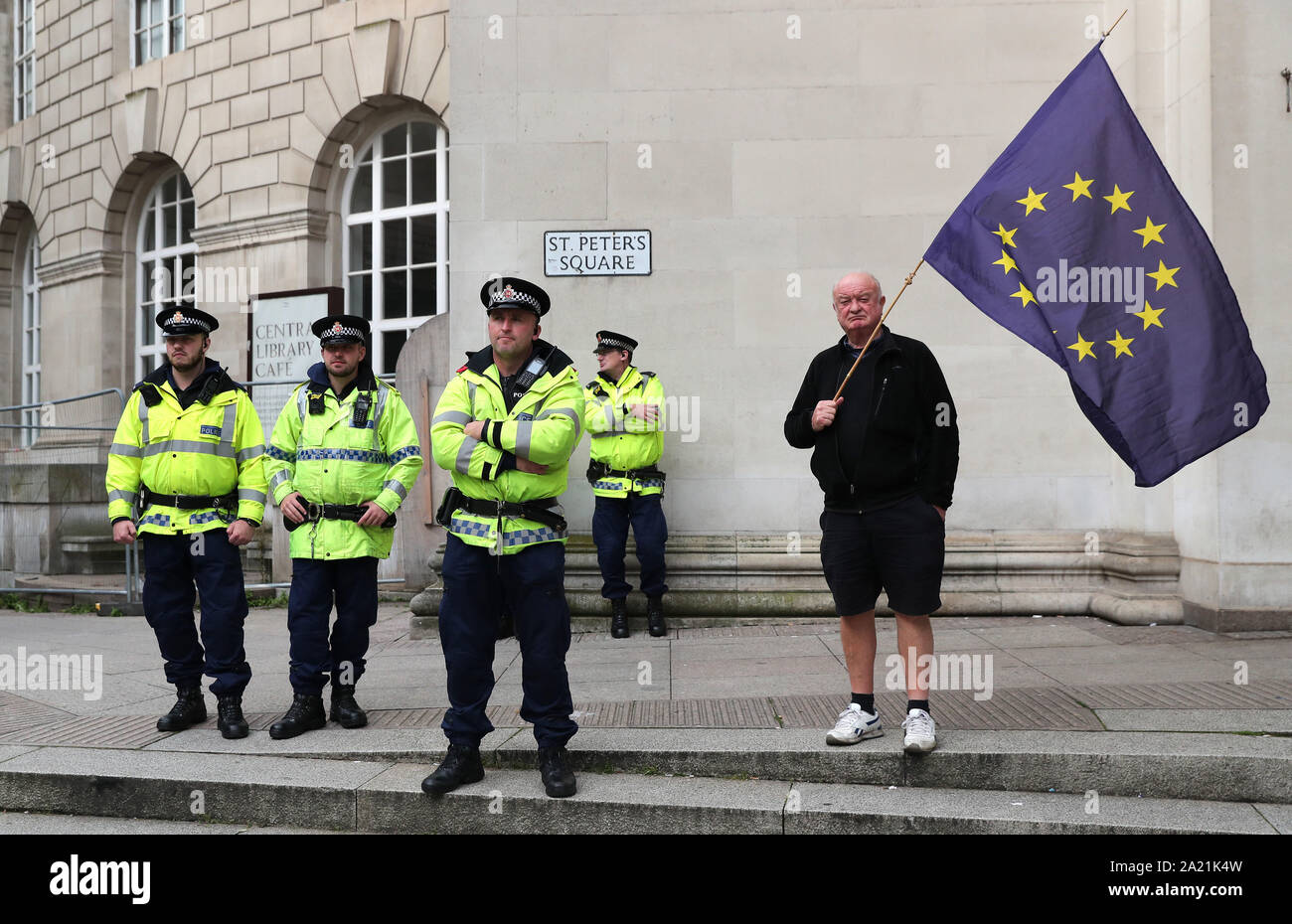 SÉCURITÉ DE LA POLICE, DRAPEAU DE L'EUROPE, 2019 Banque D'Images