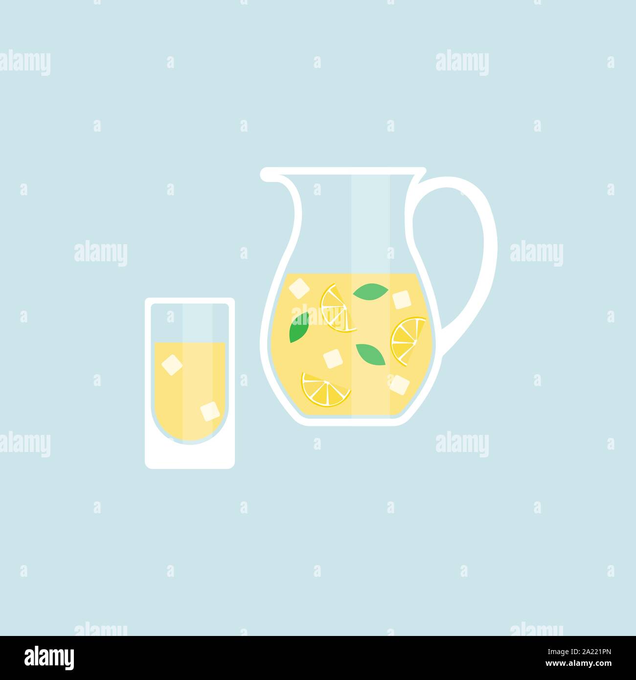 Pichet en verre de limonade et avec l'icône de style plat Illustration de Vecteur