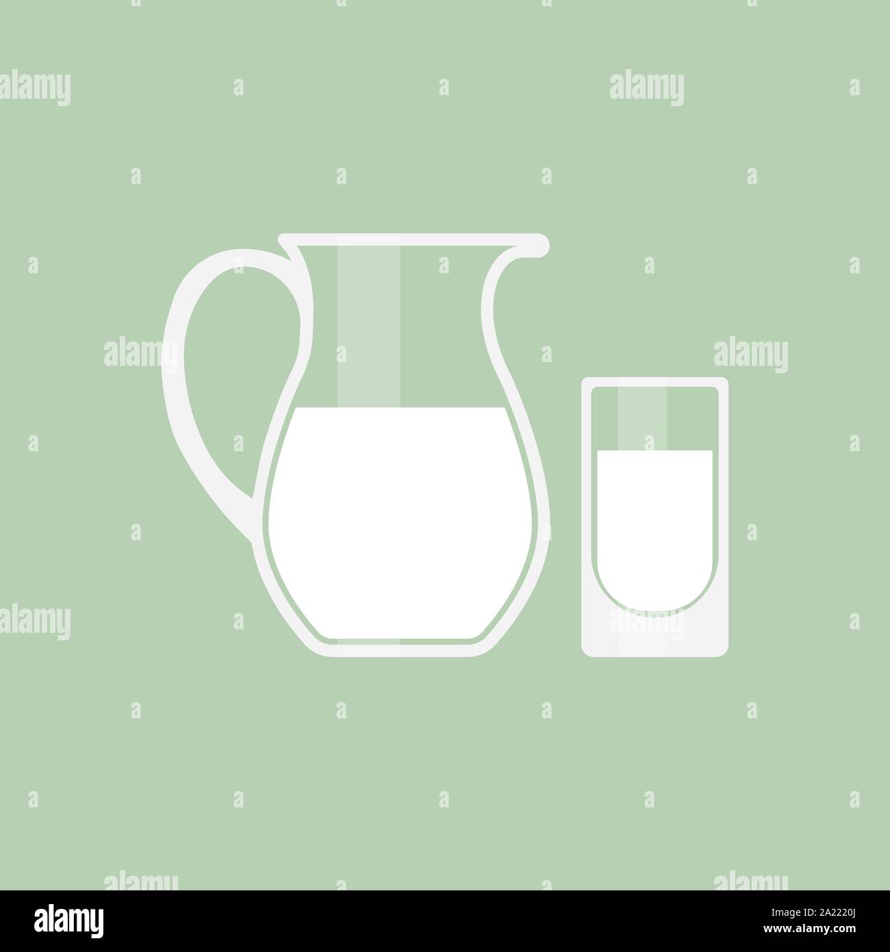 Pichet en verre et avec l'icône de style plat lait Illustration de Vecteur