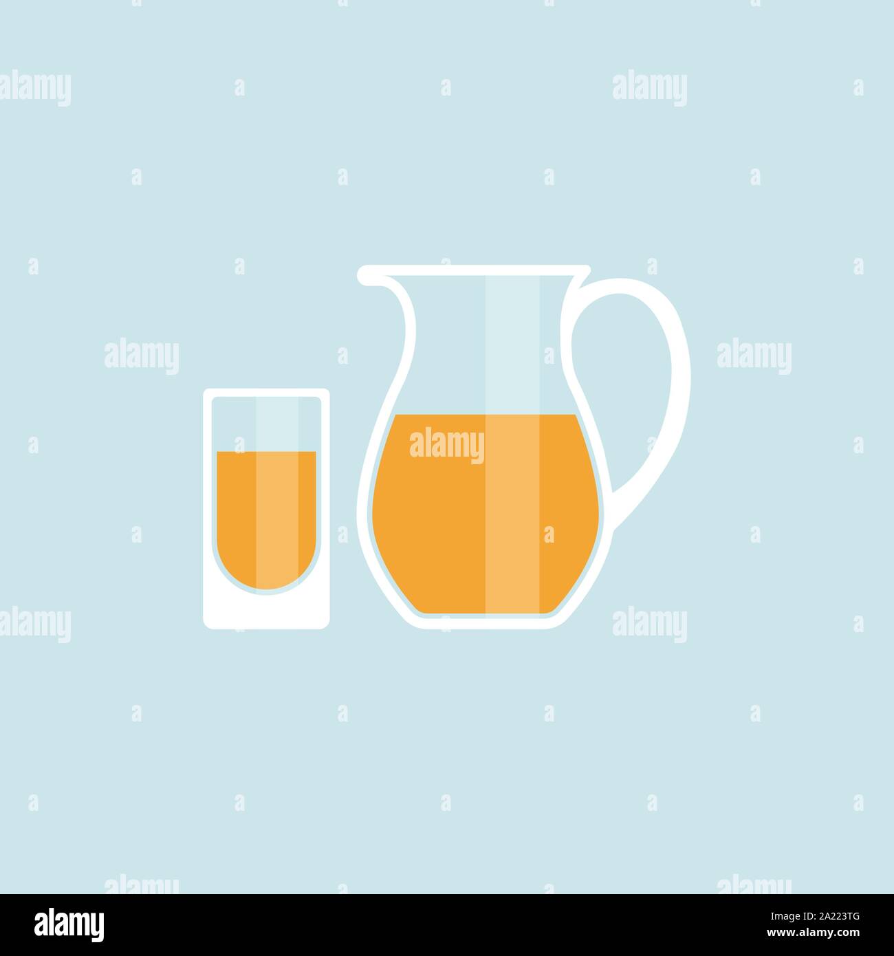 Pichet en verre de jus avec icônes. Vector EPS10 Illustration de Vecteur