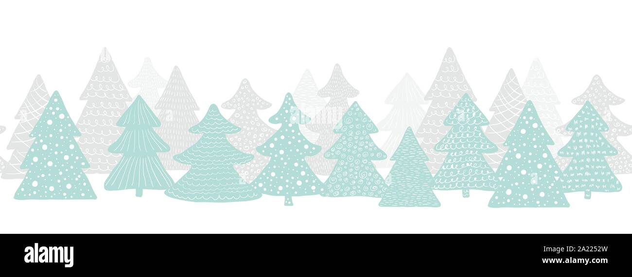 Long sans bannière avec les arbres de Noël. Arrière-plan de la forêt. Vector illustration scandinaves Illustration de Vecteur