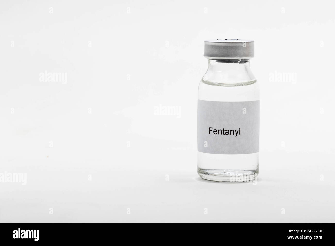 Concept médical médicale médicaux montrant un flacon de Fentanyl lecture Banque D'Images
