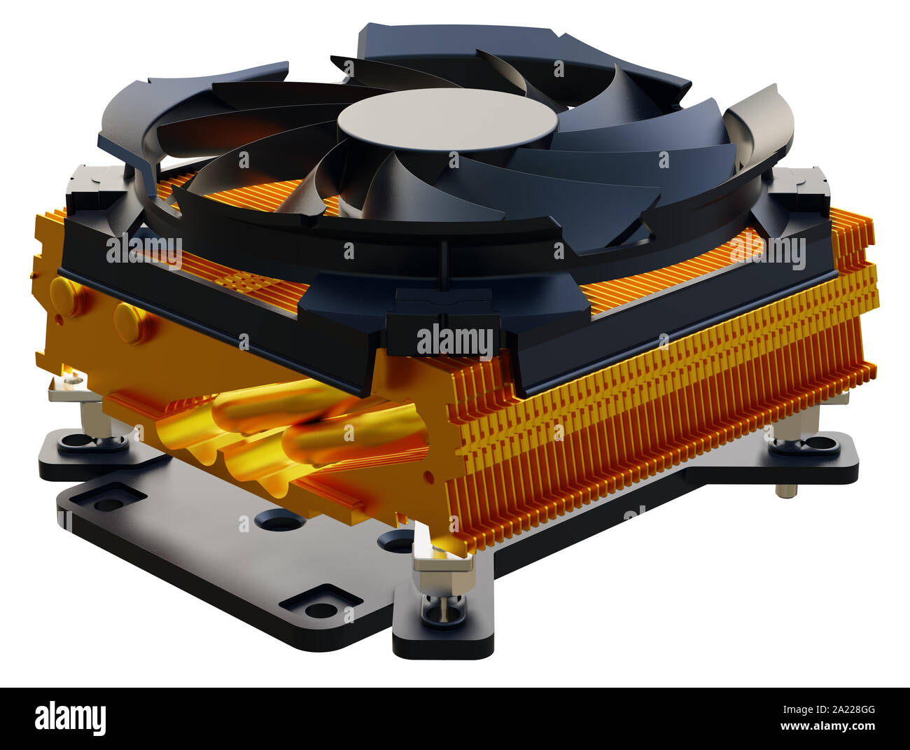 Ventilateur ordinateur isolé sur fond blanc. Le rendu 3D. Banque D'Images