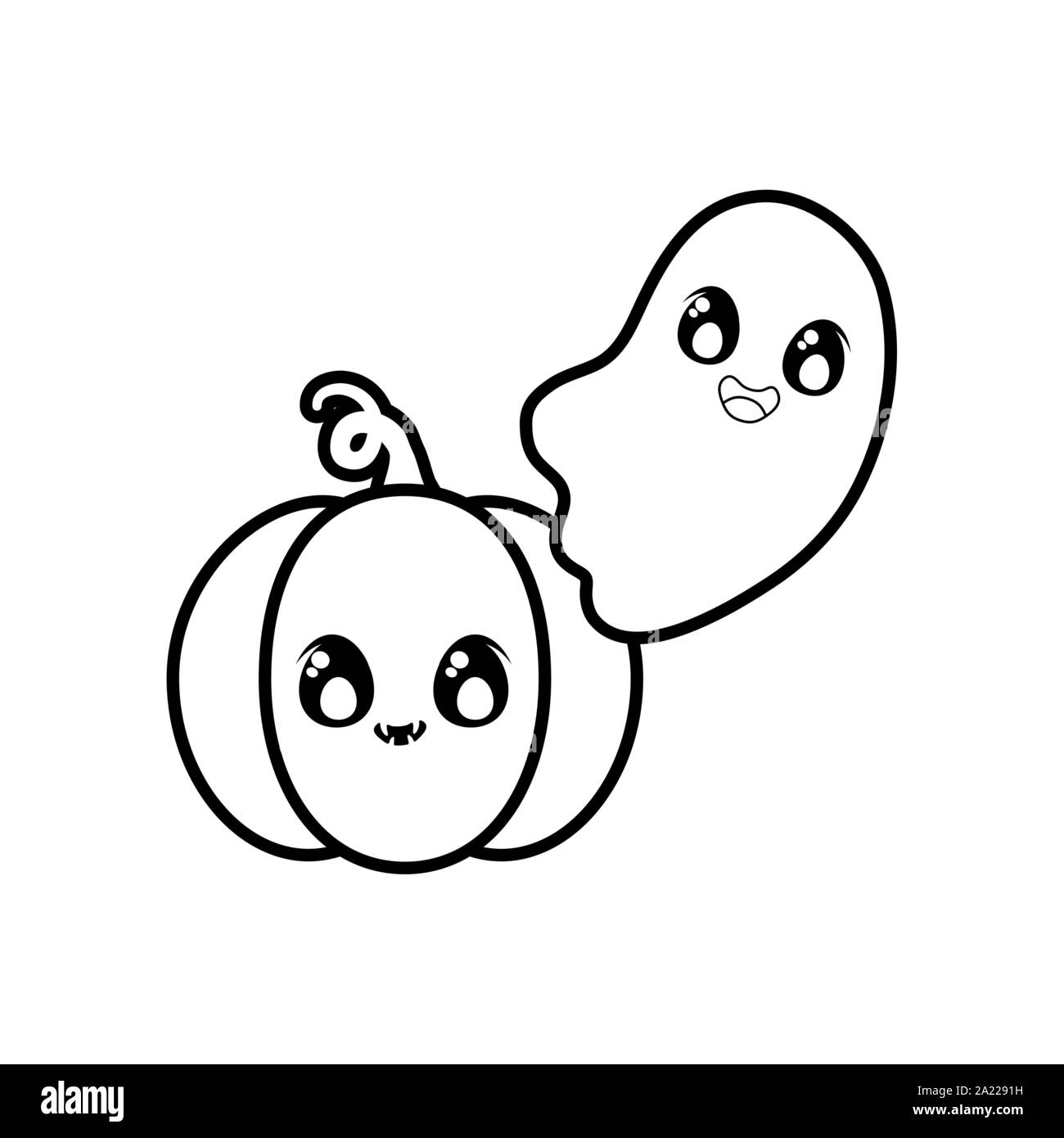 Halloween citrouille avec ghost sur fond blanc vector illustration design Illustration de Vecteur