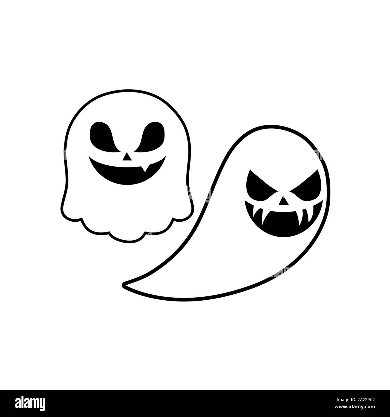 Spooky Halloween Ghost sur fond blanc vector illustration design Illustration de Vecteur