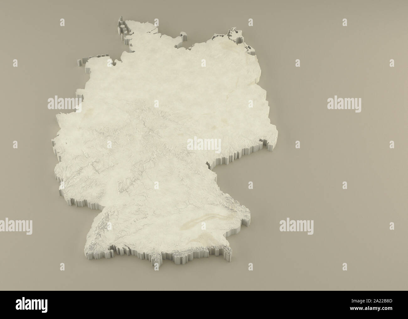 3D extrudé Carte politique de l'Allemagne avec soulagement que le marbre sculpture sur un fond beige lumière Banque D'Images