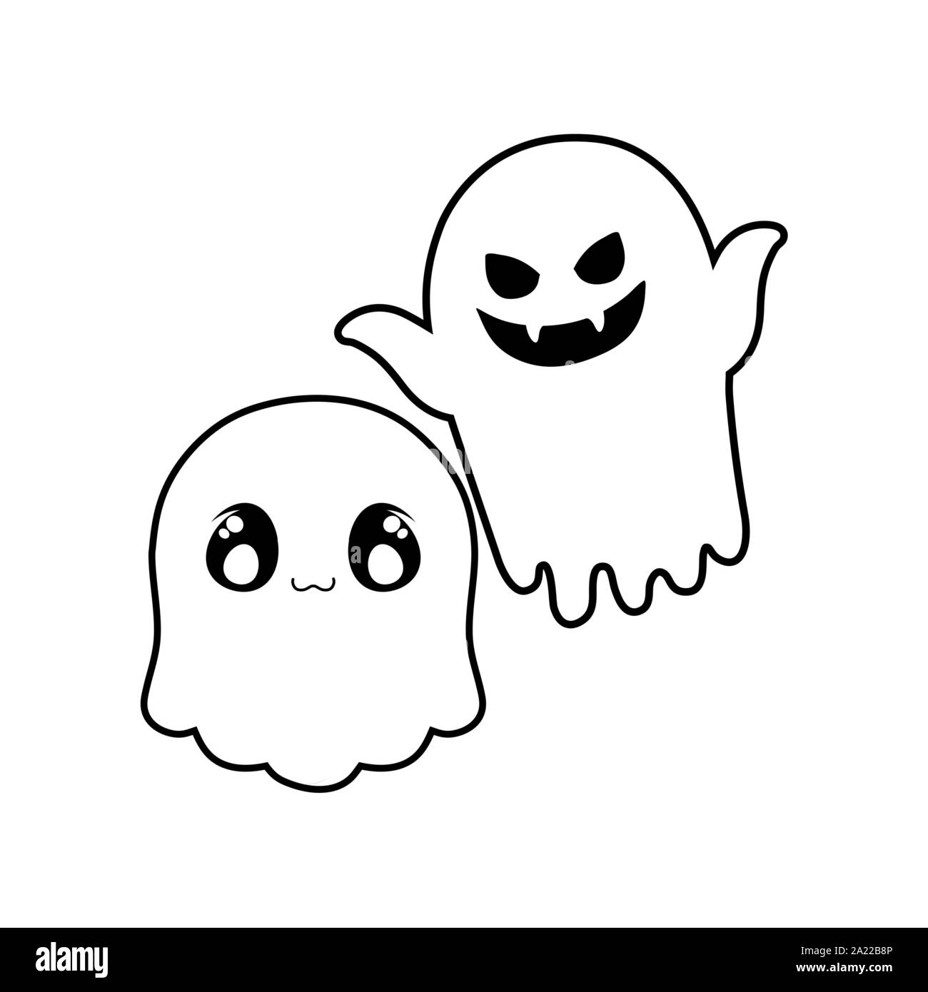 Drôle halloween ghost sur fond blanc vector illustration design Illustration de Vecteur