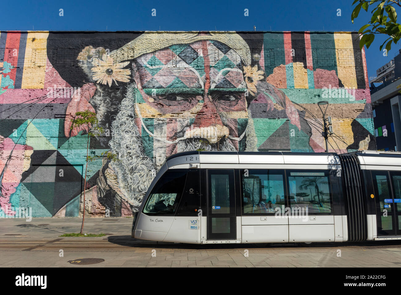 Les transports en train au centre-ville de Rio de Janeiro, Brésil Banque D'Images