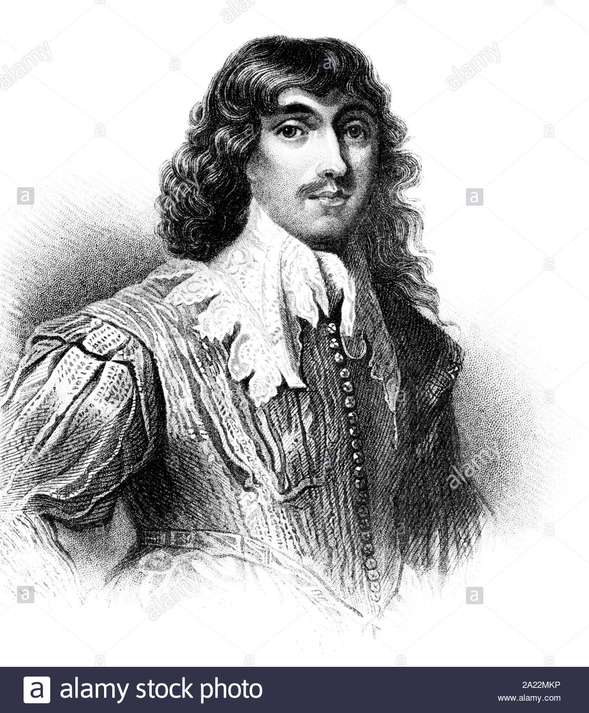 Portrait de William Hamilton, 2 Duc de Hamilton,1616 - 1651, était un noble écossais, illustration de 1850 vintage Banque D'Images