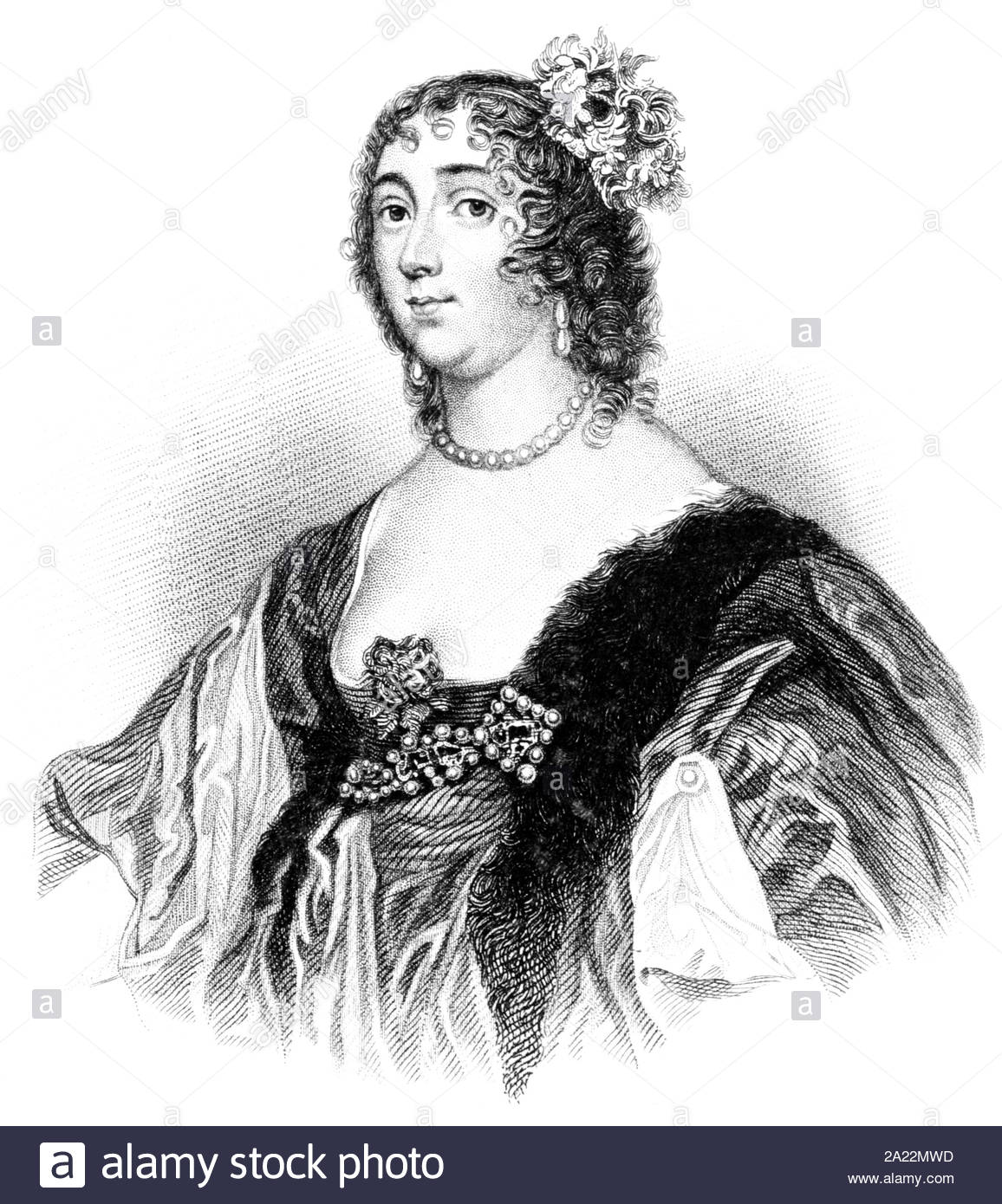 Lucy Percy portrait, comtesse de Carlisle, 1599 - 1660, était un courtisan Anglais pendant la Guerre Civile Anglaise, vintage illustration de 1850 Banque D'Images