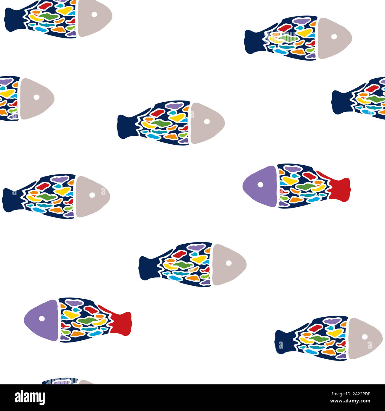Seamless vector illustration, poissons, texture blanche, la vie marine Banque D'Images