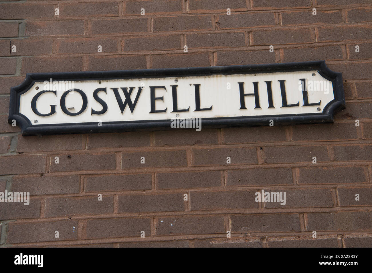 Goswell Road nom signe sur mur dans Goswell Hill, le centre-ville de Windsor, Berkshire, England, UK Banque D'Images