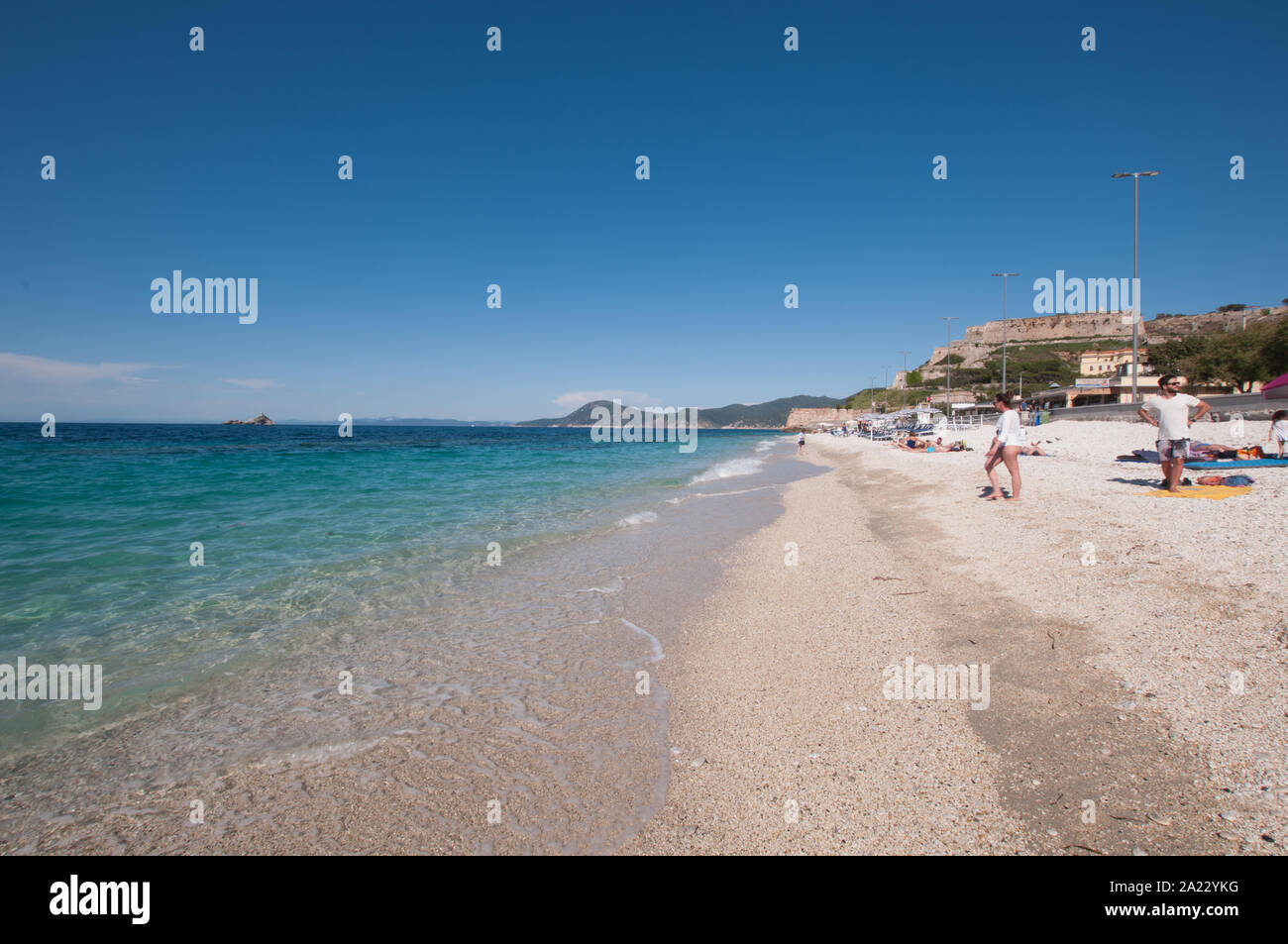 Le Ghiaie, la plage de la ville de Portoferraio Banque D'Images