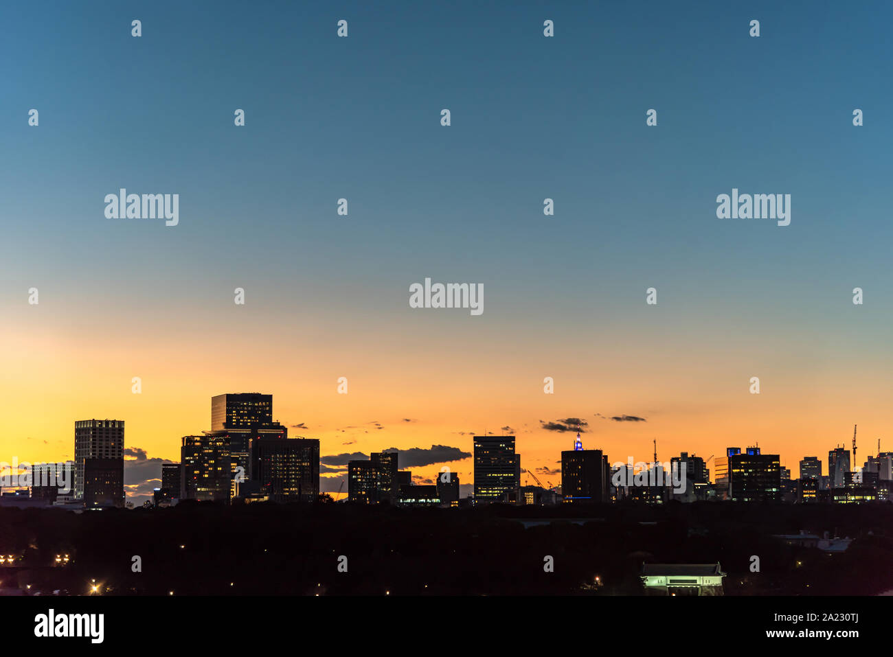 Sur les toits de la ville dans le crépuscule, beau ciel coloré horizon dans Tokyo, Japon Banque D'Images