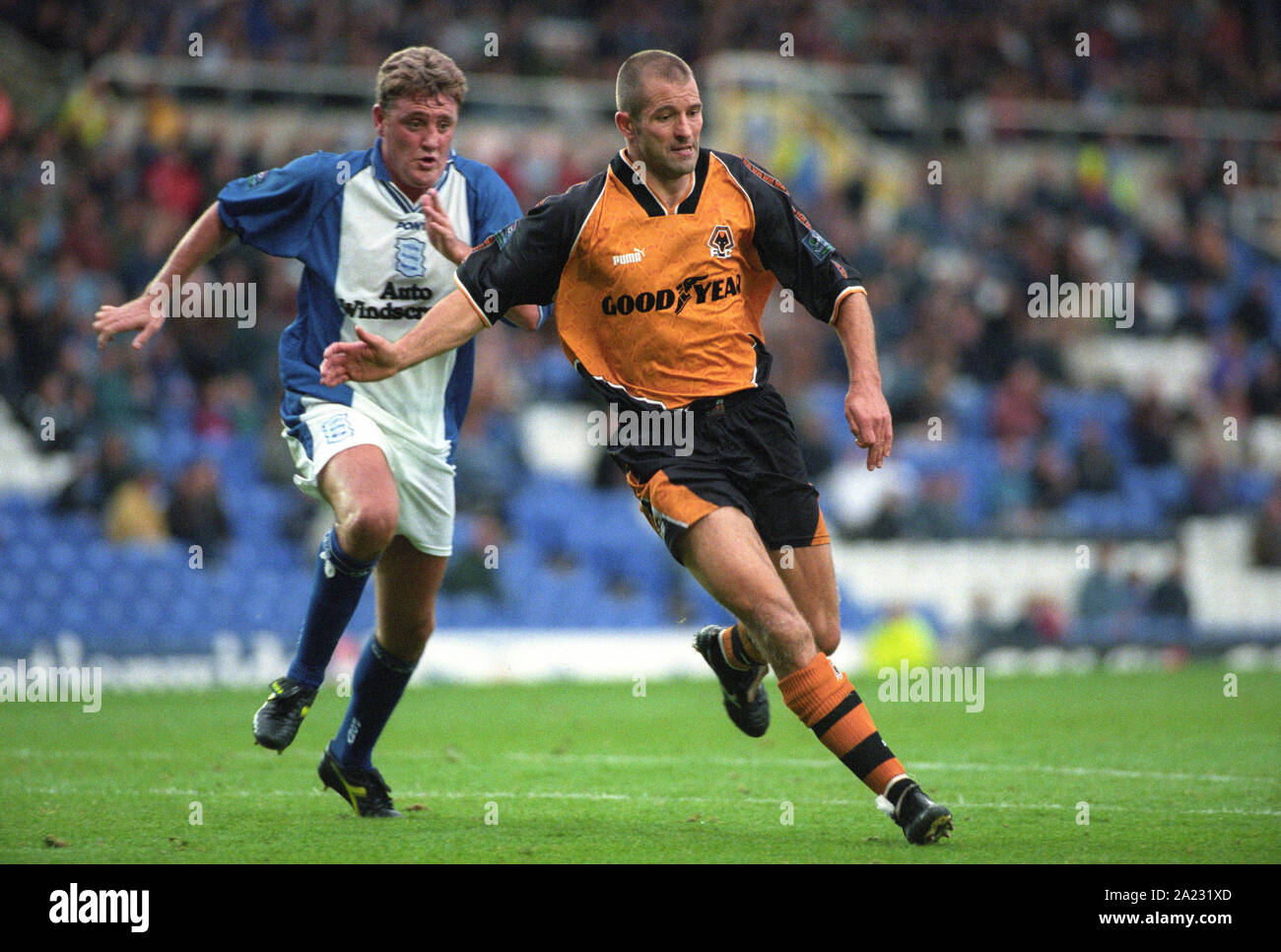 Joueur de Wolverhampton Wanderers Steve Bull et Steve Bruce de Birmingham 1997 Banque D'Images
