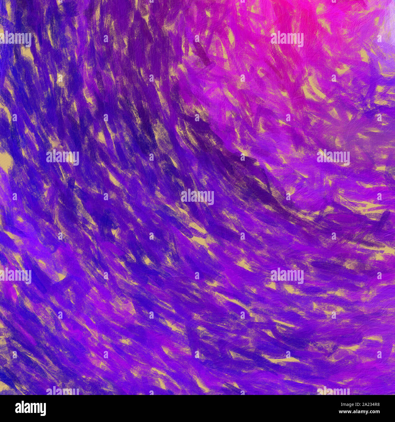 La peinture abstraite, l'art de mur, toile, impression de la peinture à l'huile, dessin, moderne, contemporain de pinceau texturé style impressionnisme, chaleureux, couleurs fantaisie Psyc Banque D'Images