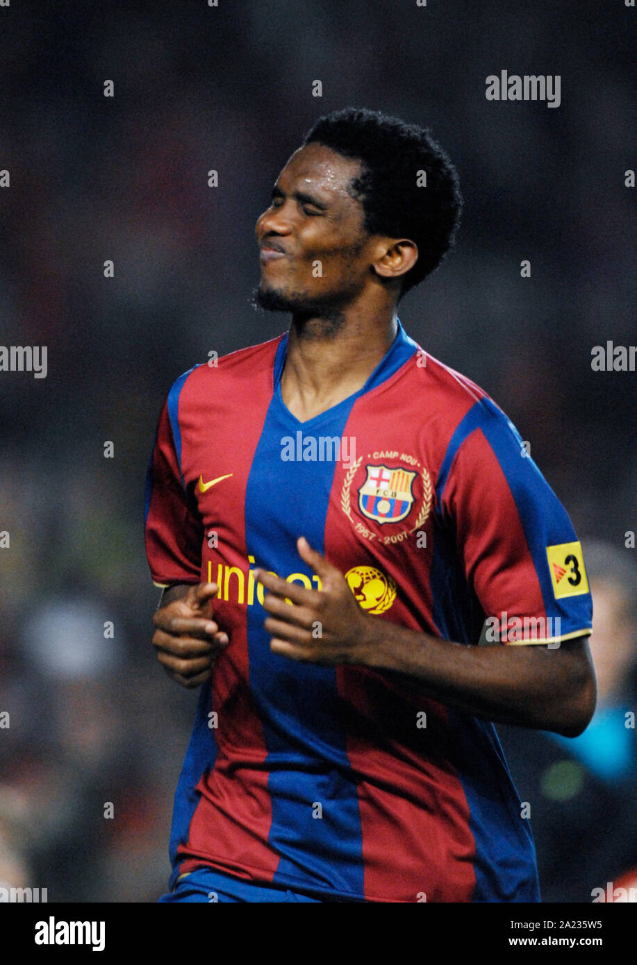 Le stade Camp Nou Barcelone, Espagne 24.02.2008 Football : Primera Division espagnole, le FC Barcelone (BCN) vs Levante UD (LVN) 5:1, Samuel Eto'o (BCN) Banque D'Images