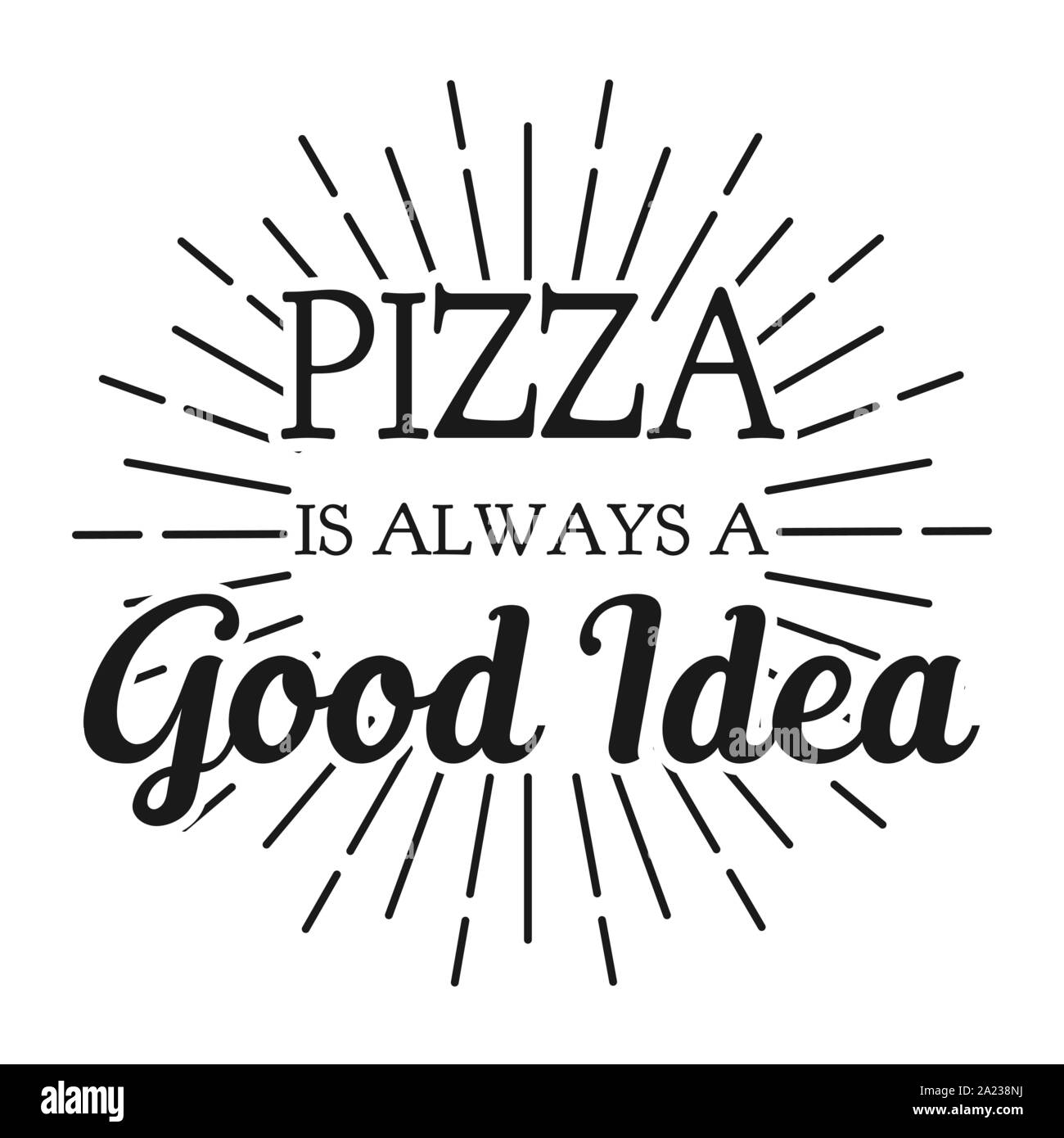 La pizza est toujours une bonne idée. Bannière cadre carré pour la décoration et l'oranemet. La Communication pour les clients. Vector illustration. Illustration de Vecteur