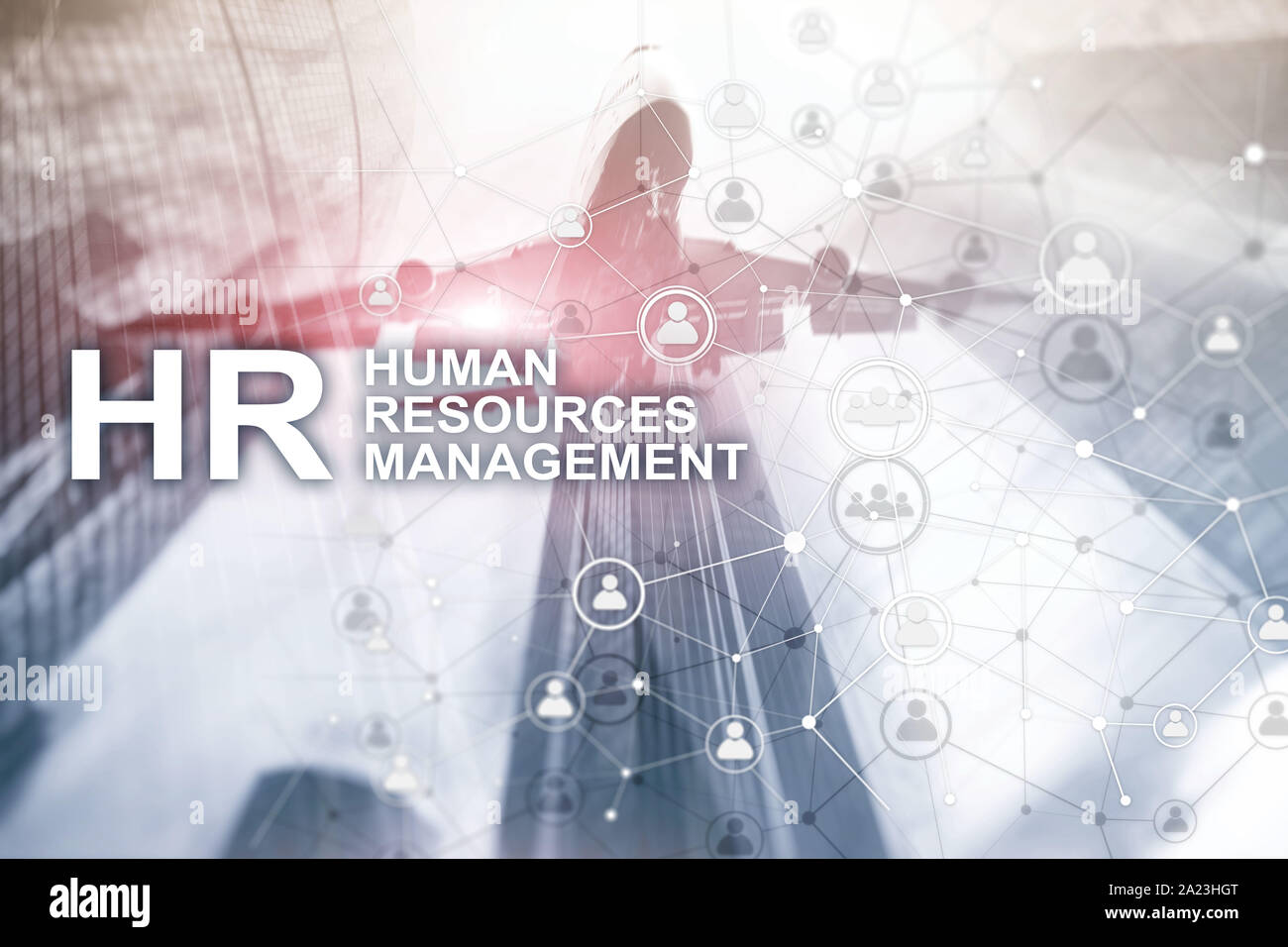 La gestion des ressources humaines, RH, Team Building et de recrutement concept sur fond flou. Banque D'Images