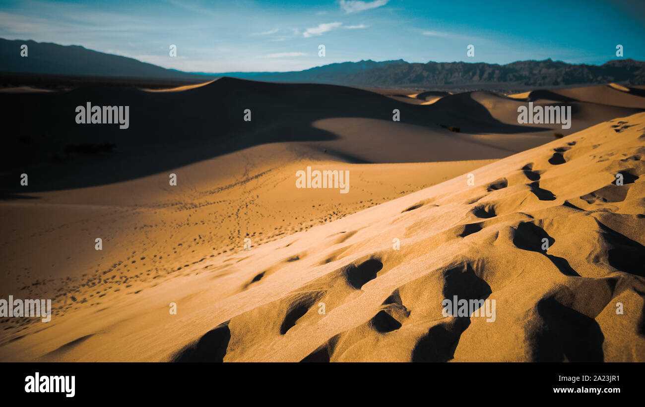 Le mesquite dunes de sable dans le Death Valley National Park, California, USA Banque D'Images
