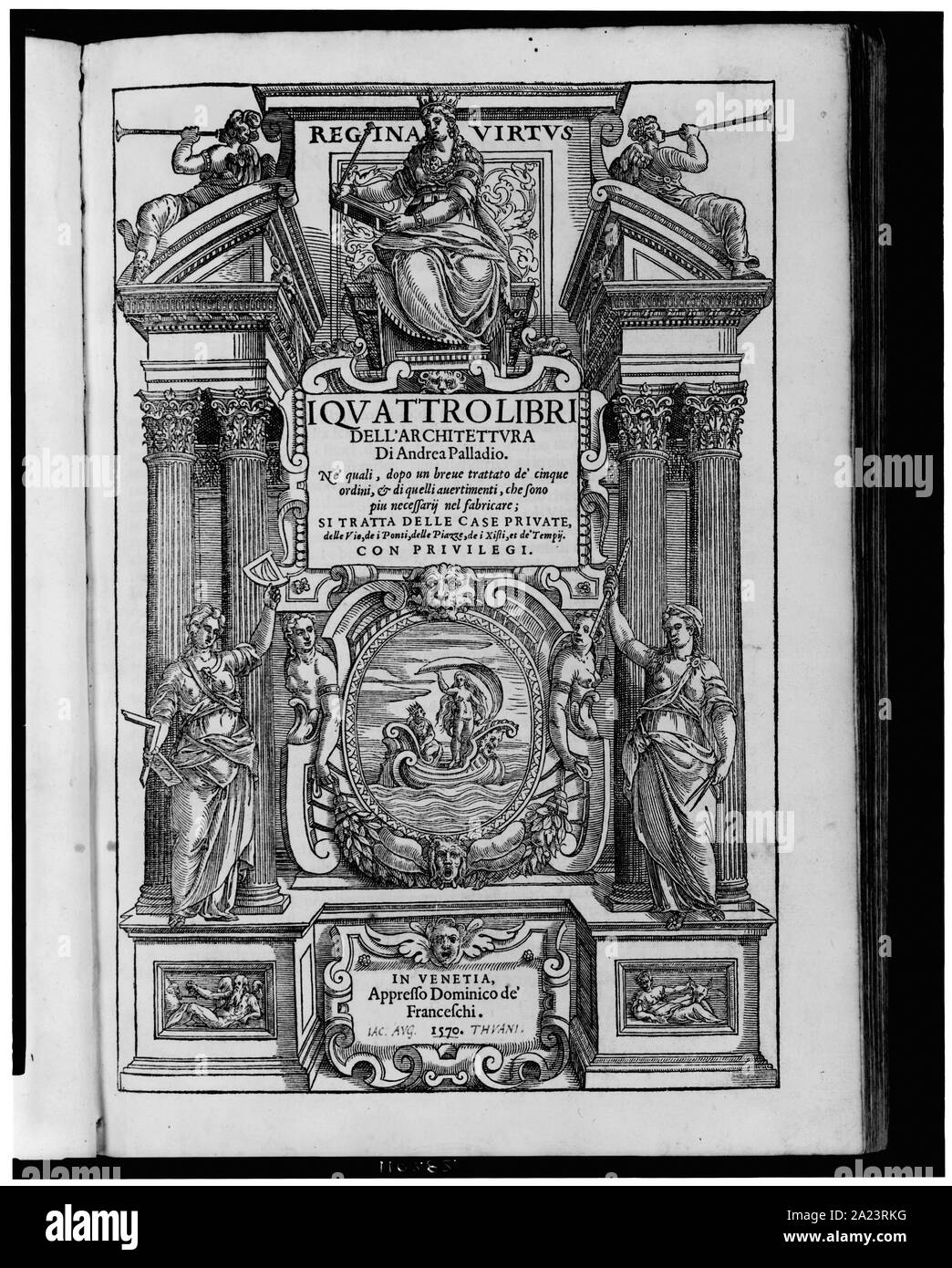 Page de titre ornée illustration pour J'qvattro libri dell'architettvra par Andrea Palladio Banque D'Images