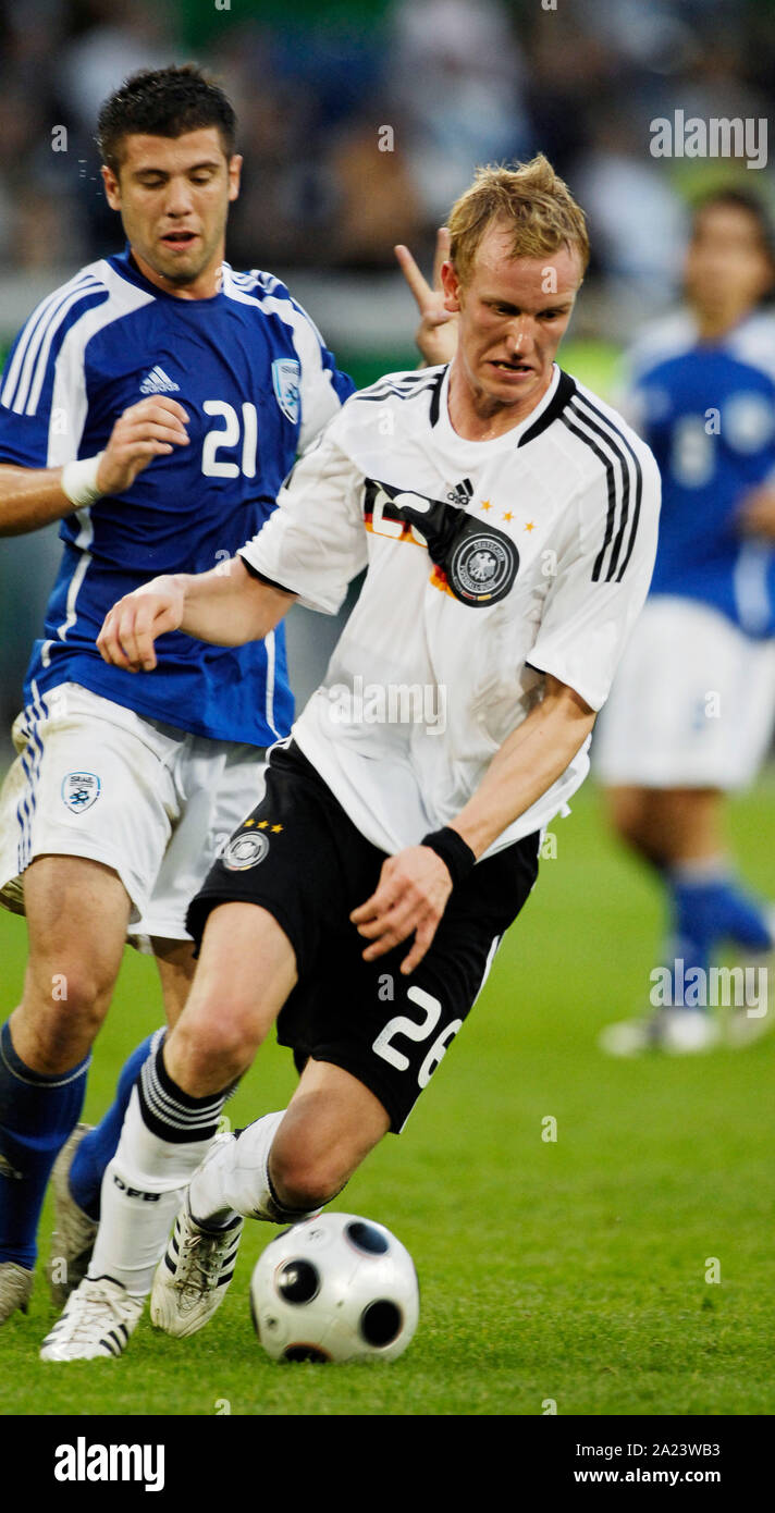 Arène MSV Duisburg Allemagne 8.9.2008, Football : international qualificatif pour le championnat d'Europe des moins de 21 ans 2009 , l'Allemagne contre Israël - Jan Rosenthal (GER), Oshri ROASH (ISR) Banque D'Images