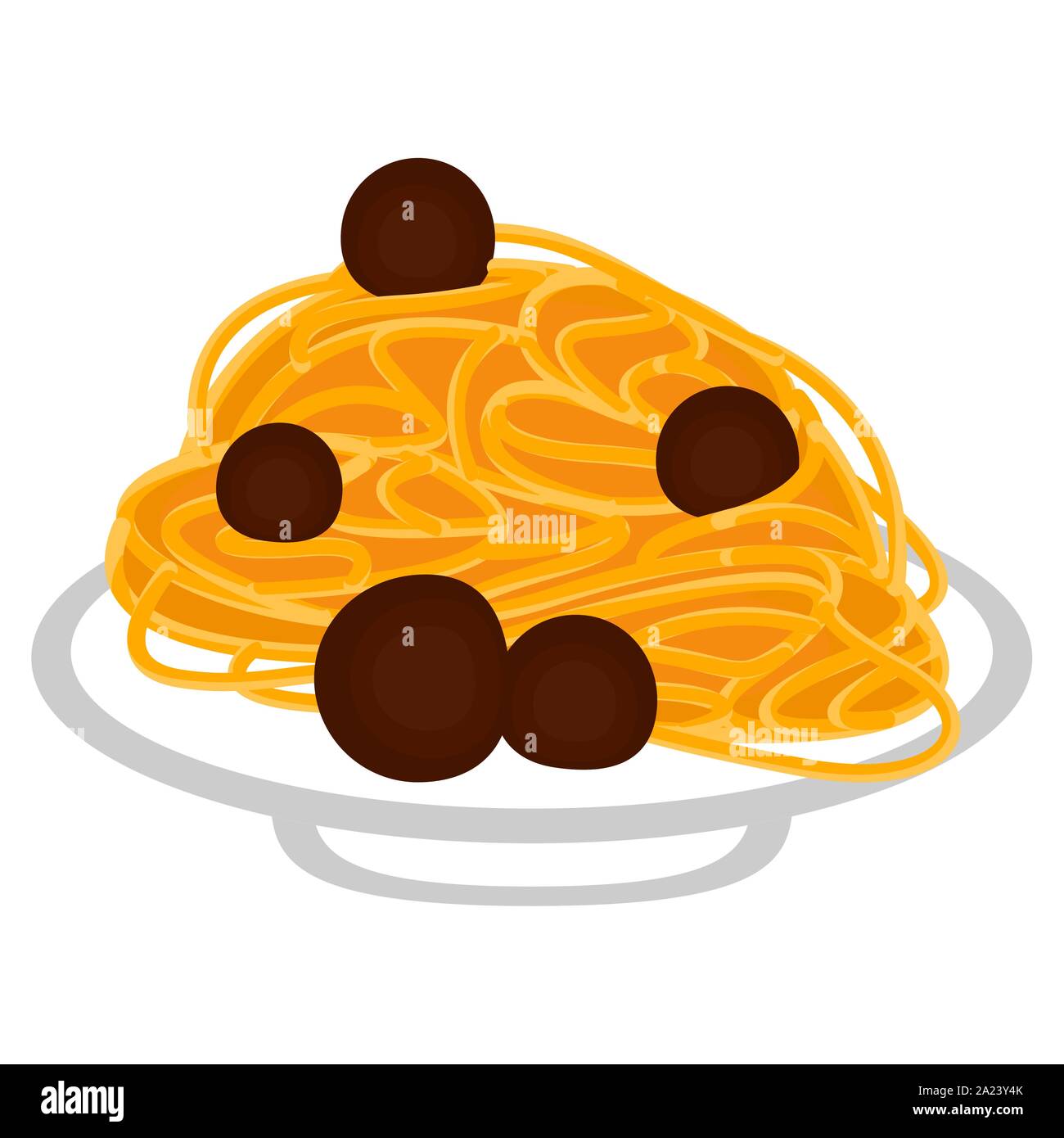 Spaghetti aux Boulettes de isolé sur fond blanc - Vector Illustration de Vecteur
