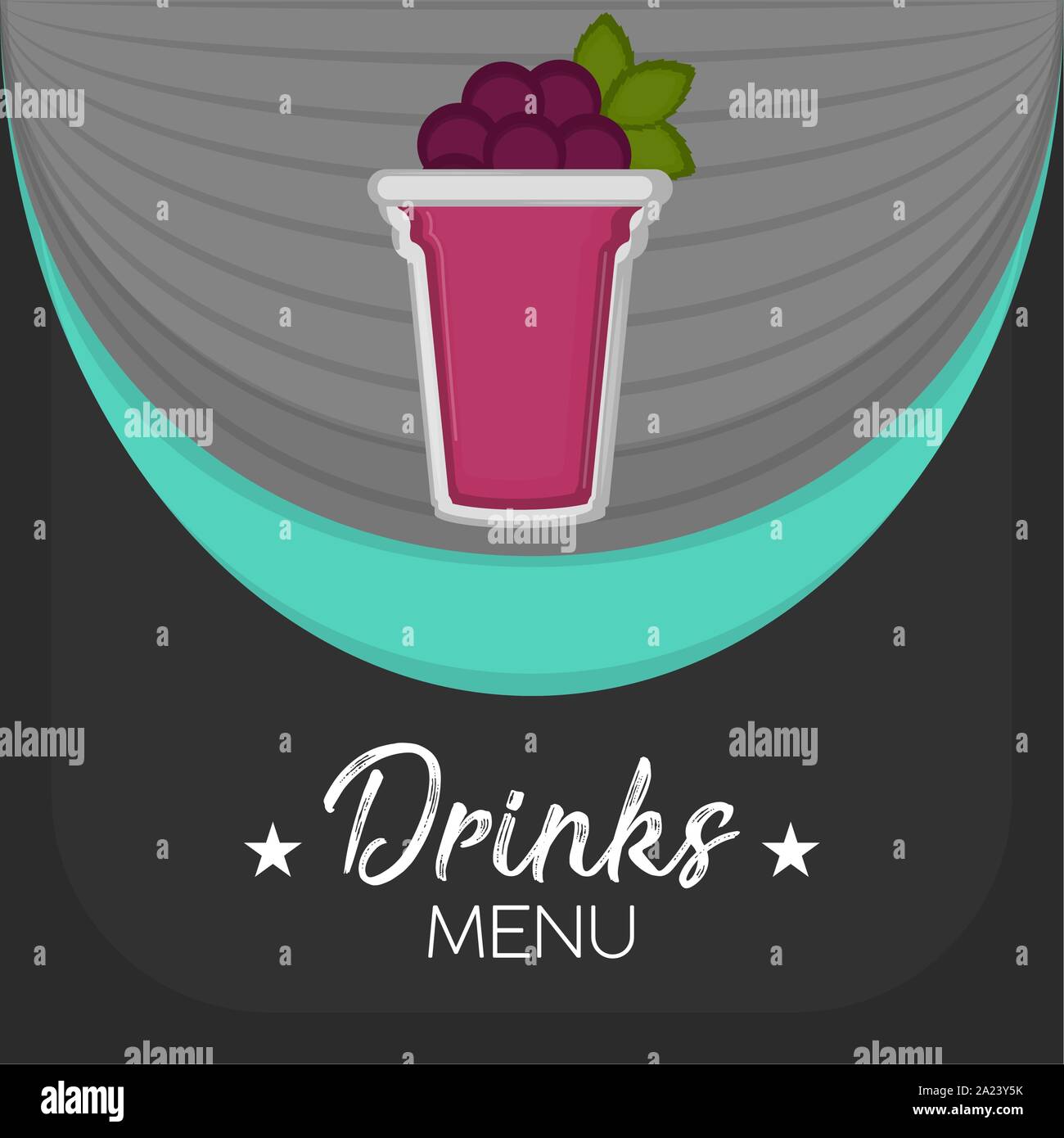 Carte des boissons avec un verre à cocktail raisins - Vector illustration Illustration de Vecteur