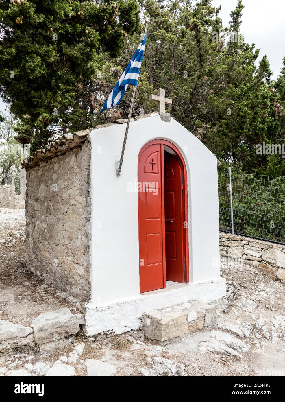 Petite église sur Paxos îles grecques Grèce Banque D'Images