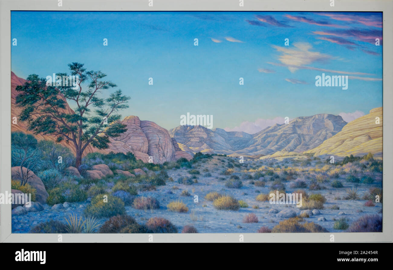 Red Rock Canyon peinture sur mur nord de Jury Salle d'assemblée à Lloyd D. George U.S. Courthouse, Las Vegas, Nevada Banque D'Images