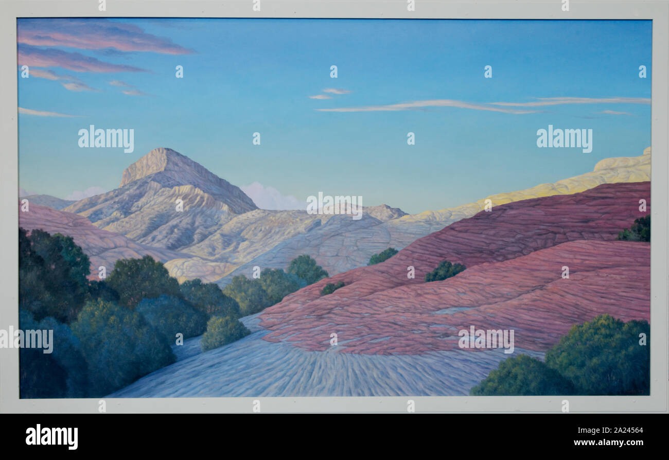 Red Rock Canyon peinture sur mur nord de Jury Salle d'assemblée à Lloyd D. George U.S. Courthouse, Las Vegas, Nevada Banque D'Images