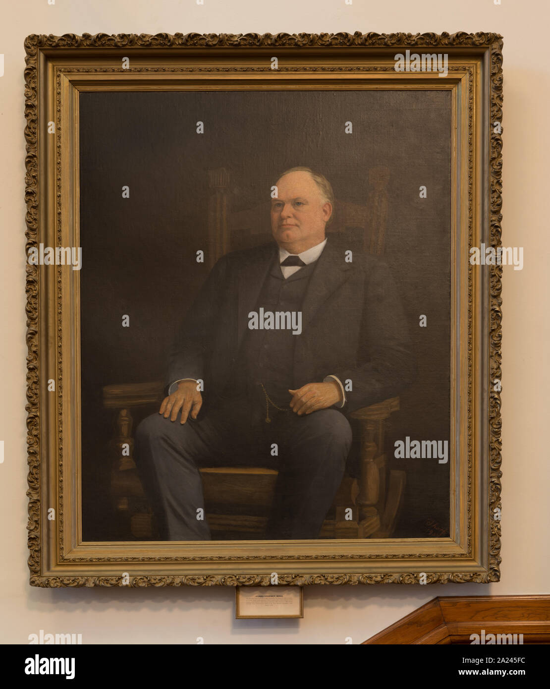 Peinture de James Stephen Hogg, le premier gouverneur du Texas, accrochant dans Chambre des représentants dans le Texas Capitol Banque D'Images
