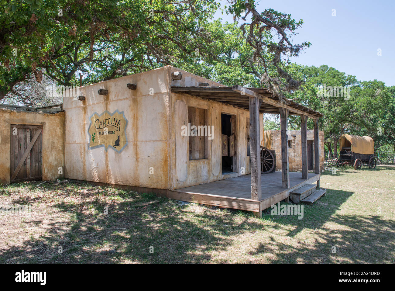 Une partie de l'Enchanted Springs Ranch, un ancien parc à thème de l'ouest d'événements spéciaux, le lieu, et fréquente la télévision et film ensemble commercial de Boerne, Texas, au nord-ouest de San Antonio Banque D'Images