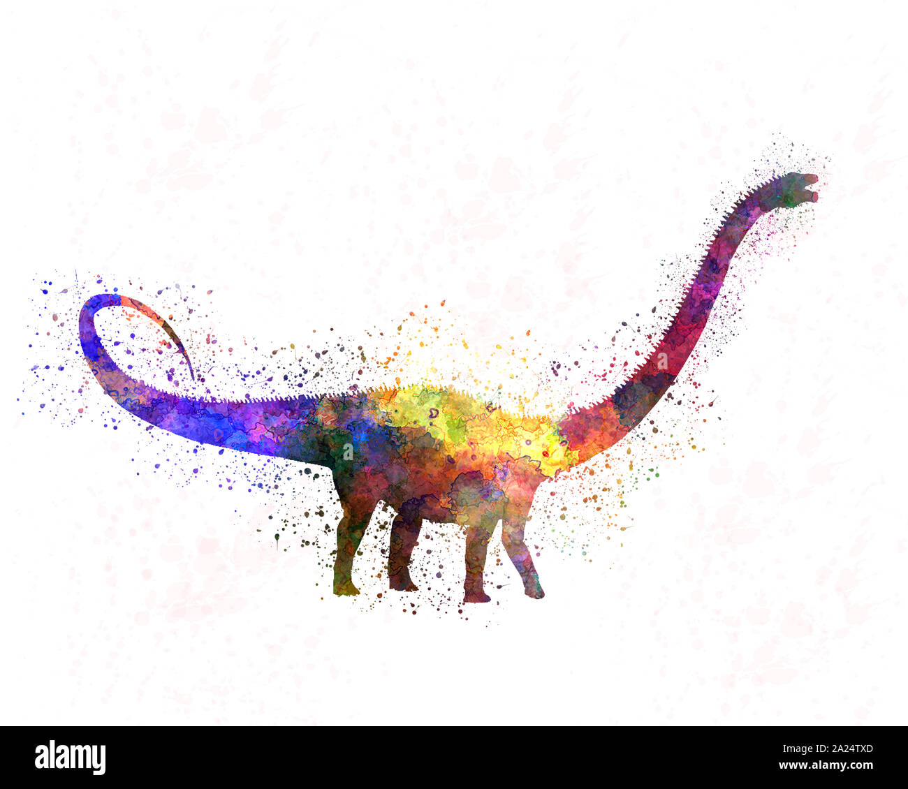 Dinosaure Diplodocus à l'aquarelle Banque D'Images