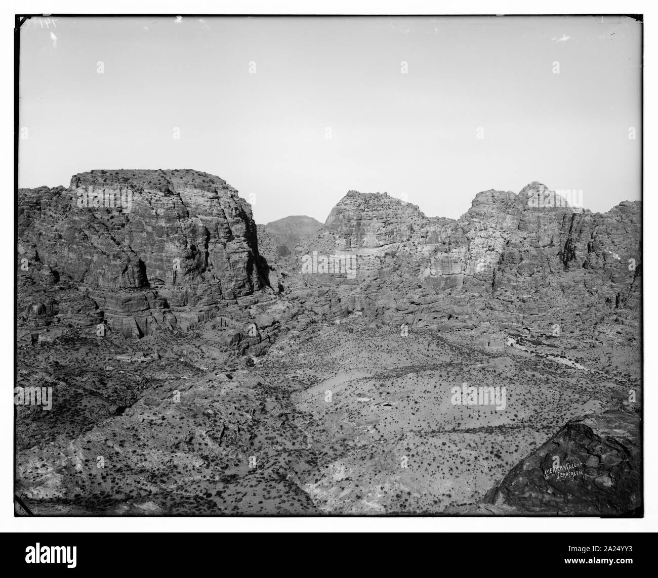 Petra. Panorama de montagnes de Pétra, dans trois sections Banque D'Images