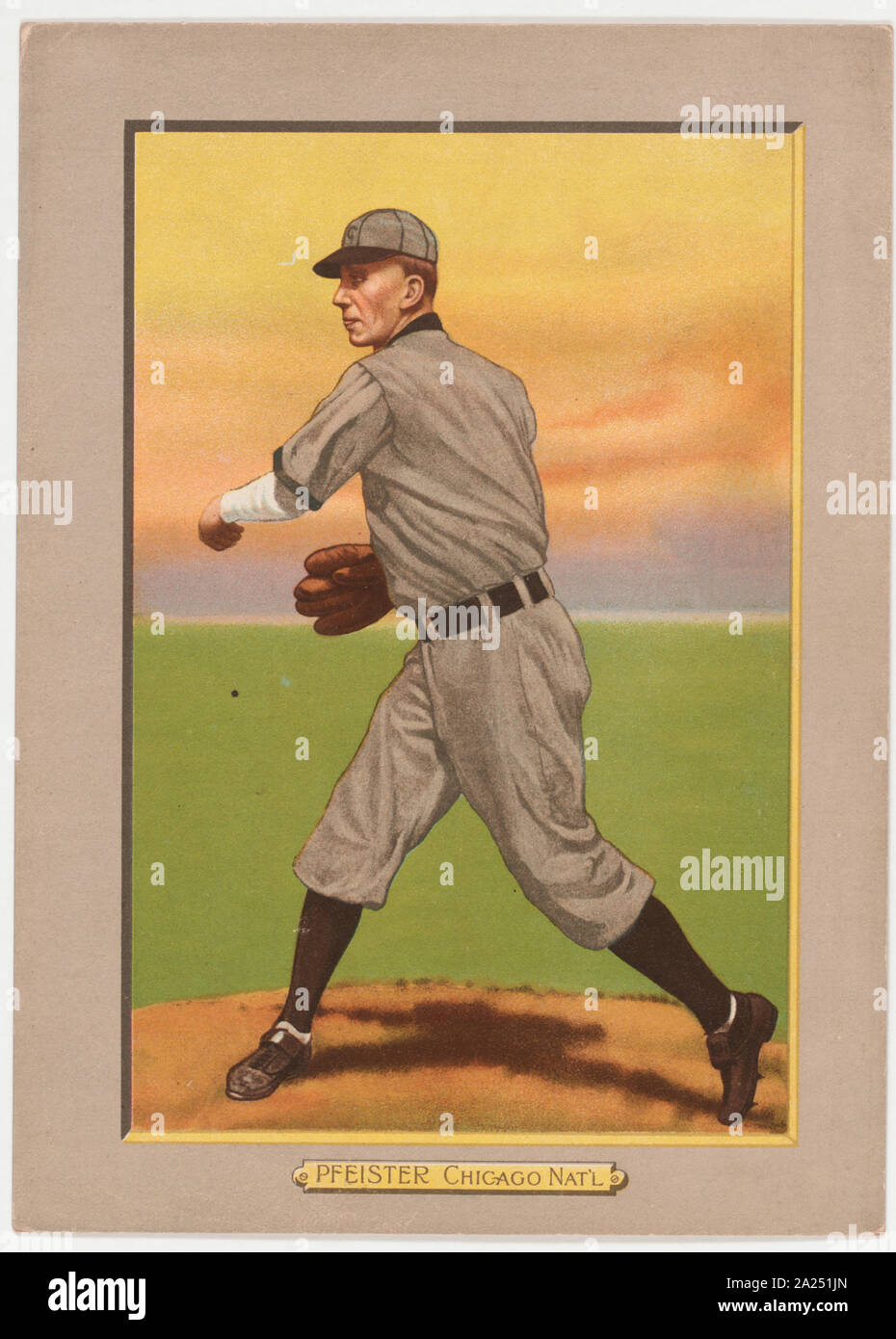 Pfeister, Chicago Cubs, portrait carte de base-ball Banque D'Images