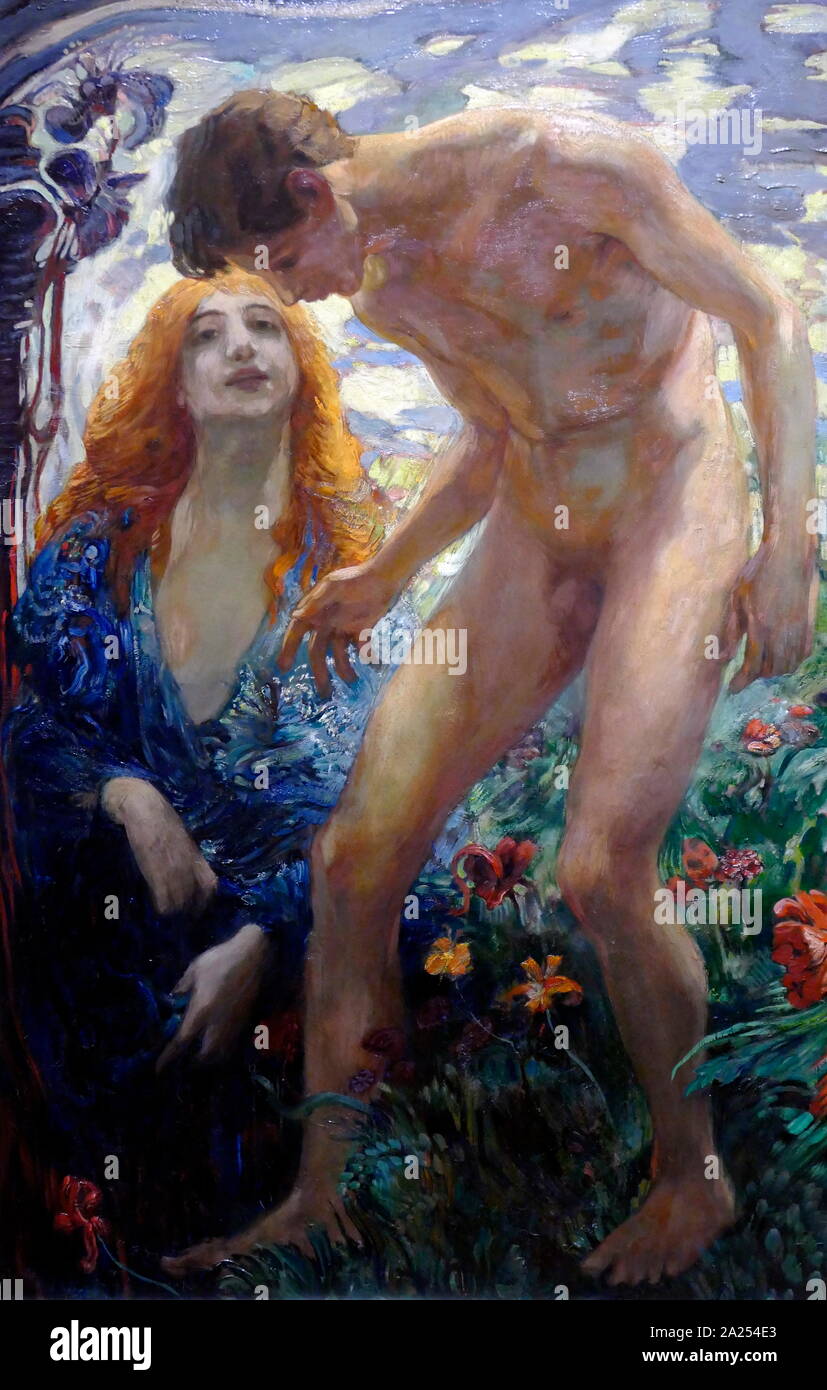 Narcisse (1890-1900) peint par Ludwig von Hofmann (1861-1945) Banque D'Images