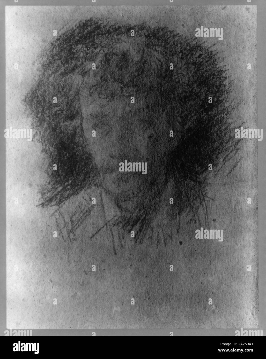 Photographie d'un dessin à la craie auto-portrait par James McNeill Whistler Banque D'Images