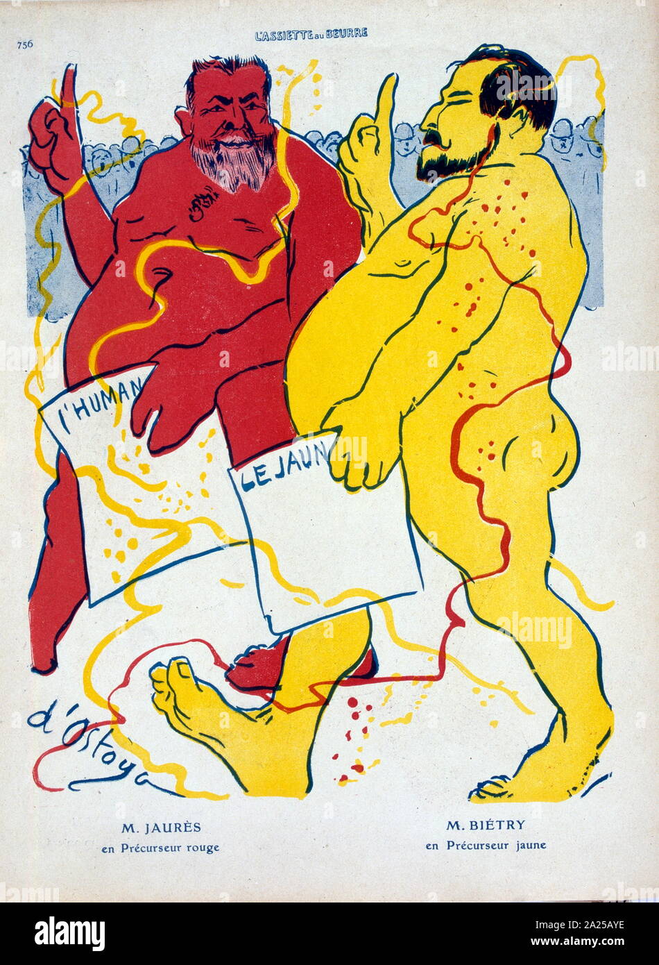 Illustration, Jean Jaurès (1859 - 1914), la socialiste française avec Pierre Bietry (1872 - 1918), un syndicaliste et homme politique français Banque D'Images
