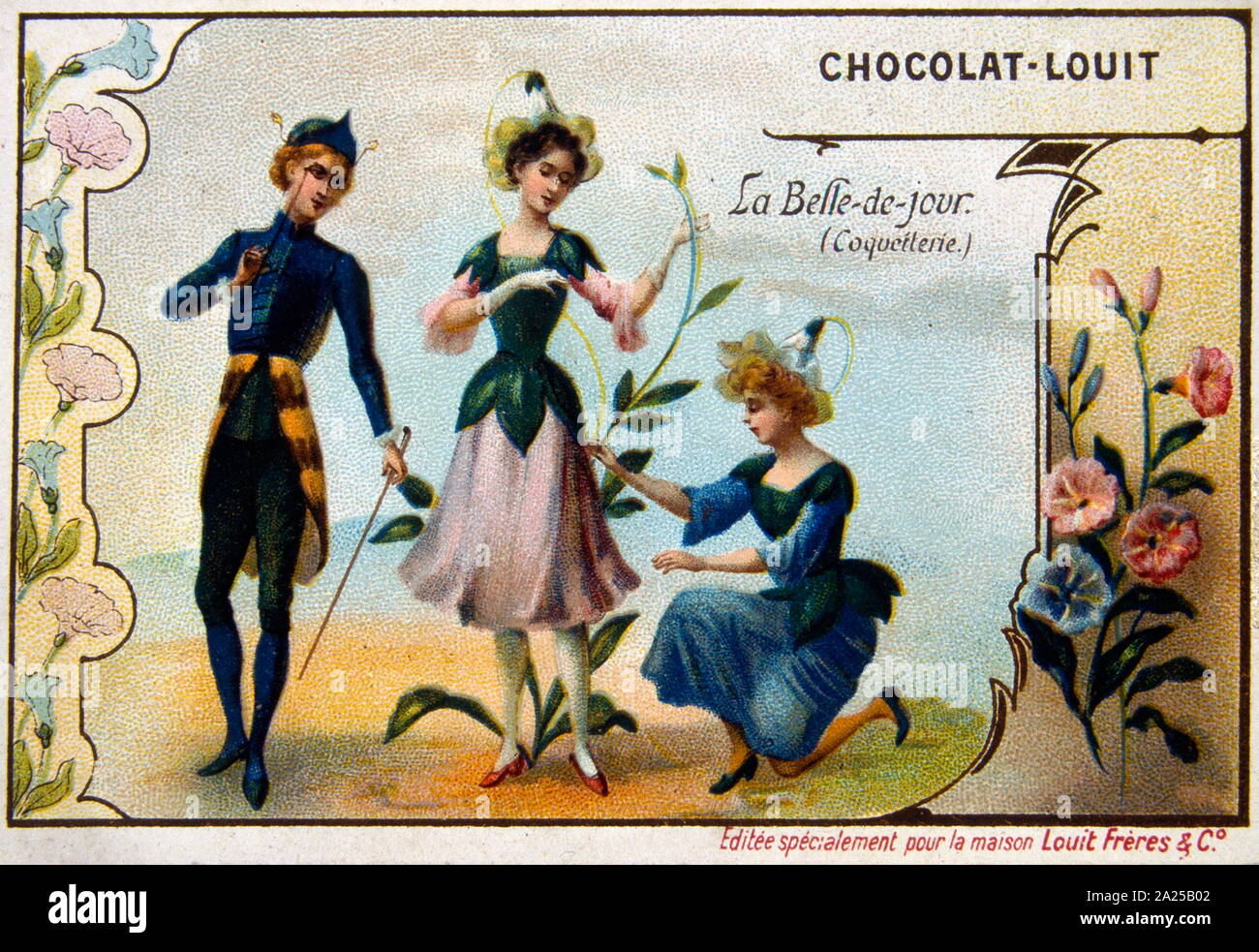 Chromolithographie annonce pour chocolat-Louit, Français, 1900 Banque D'Images