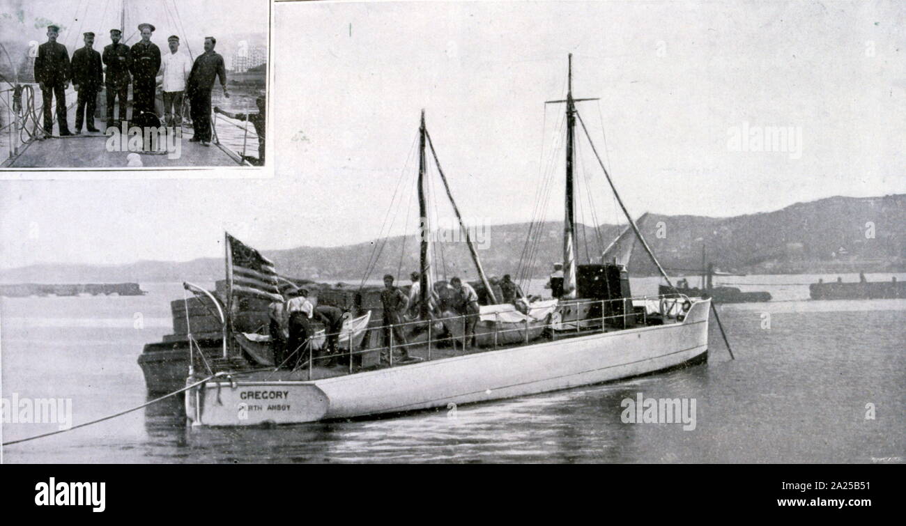Panon du aommands dominerait le 'Grégoire' à l'entrée de la Méditerranée à la suite de sa traversée transatlantique 1905' Banque D'Images