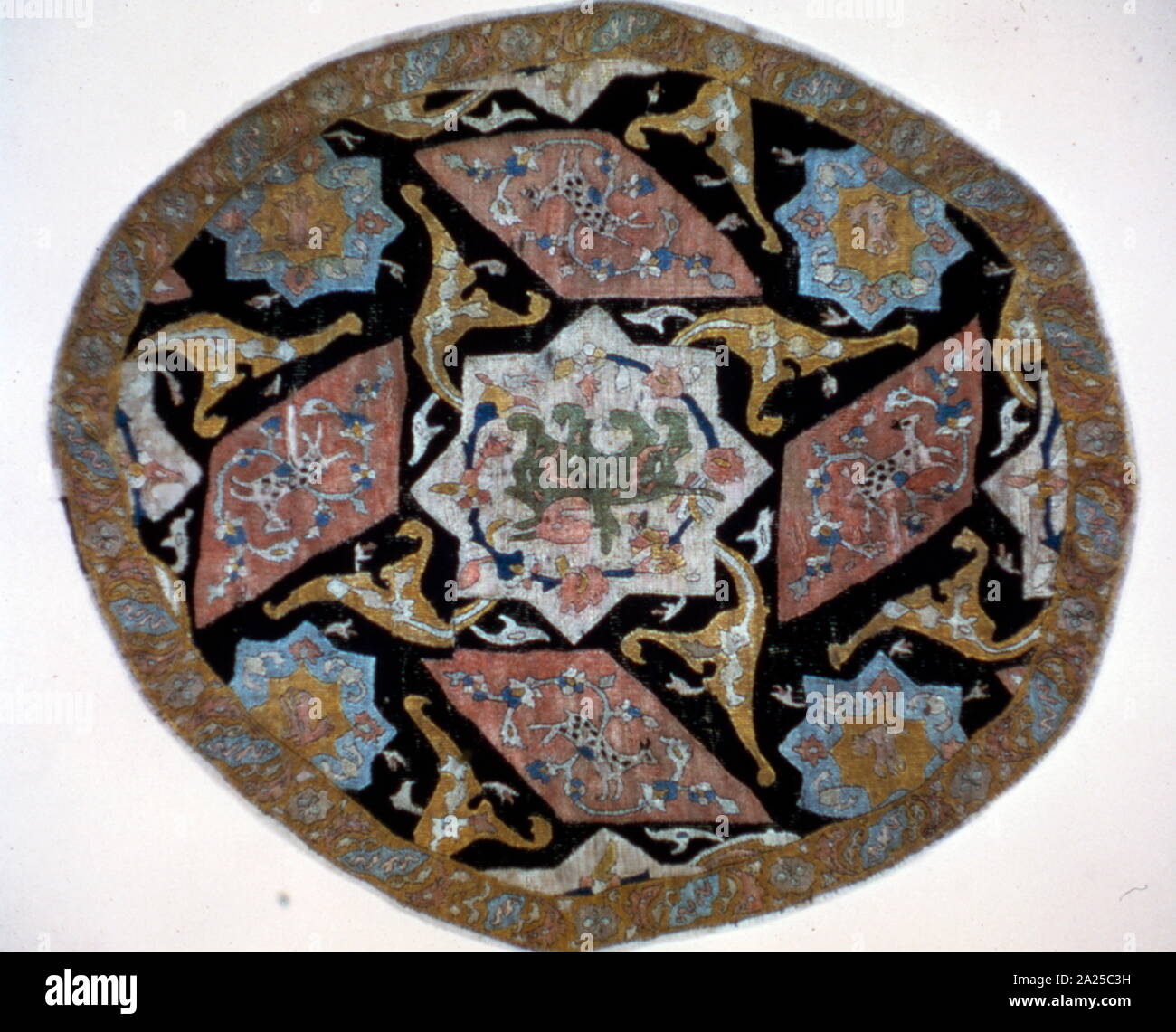 Persan safavide, tapis de table avec des motifs islamiques traditionnelles, 17e siècle, l'Iran Banque D'Images