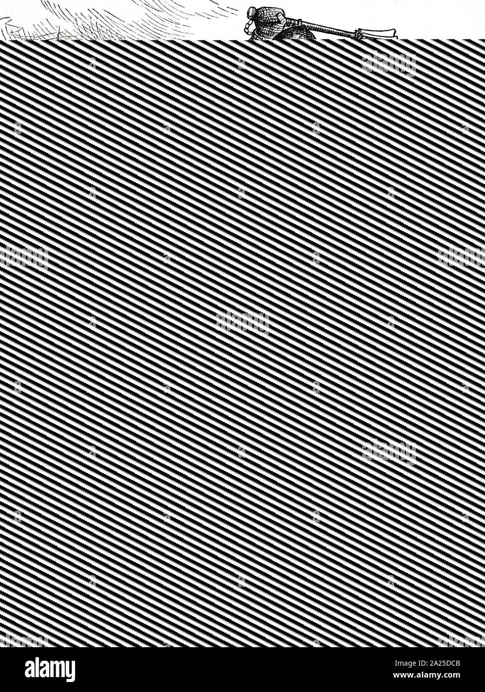 Gravure représentant un mace étant exercé par un 11e siècle guerrier ; soi-disant à la bataille de Hastings. En date du 19e siècle Banque D'Images