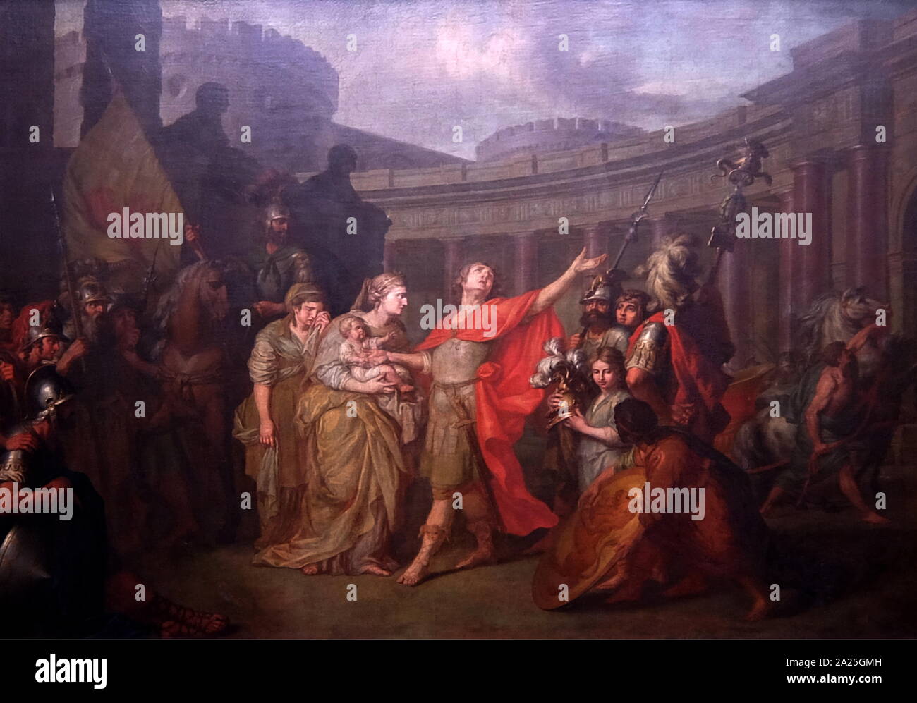 La peinture intitulée 'Hector prenant un congé d'Andromaque' par Anton Losenko. Anton Pavlovitch Losenko (1737-1773) un peintre néoclassique russe et de l'académicien. Banque D'Images