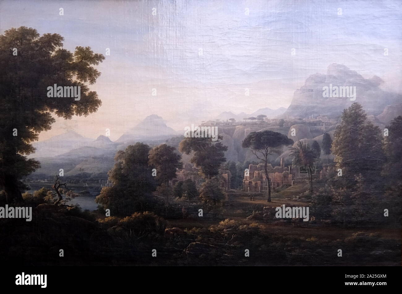 La peinture intitulée 'Vue de la Sicile. Montagnes' par Fyodor Matveyev. Fedor Mikhaïlovitch Matveyev (1758-1826) un peintre de paysage classique russe Banque D'Images