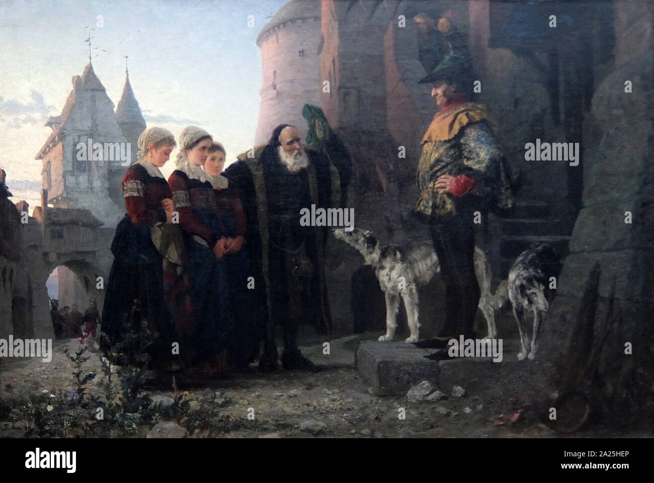 La peinture intitulée "Le droit du maître' par Vassili Polénov. Vasili Dmitrievitch Polénov (d.1927) un peintre de paysage russe. Banque D'Images