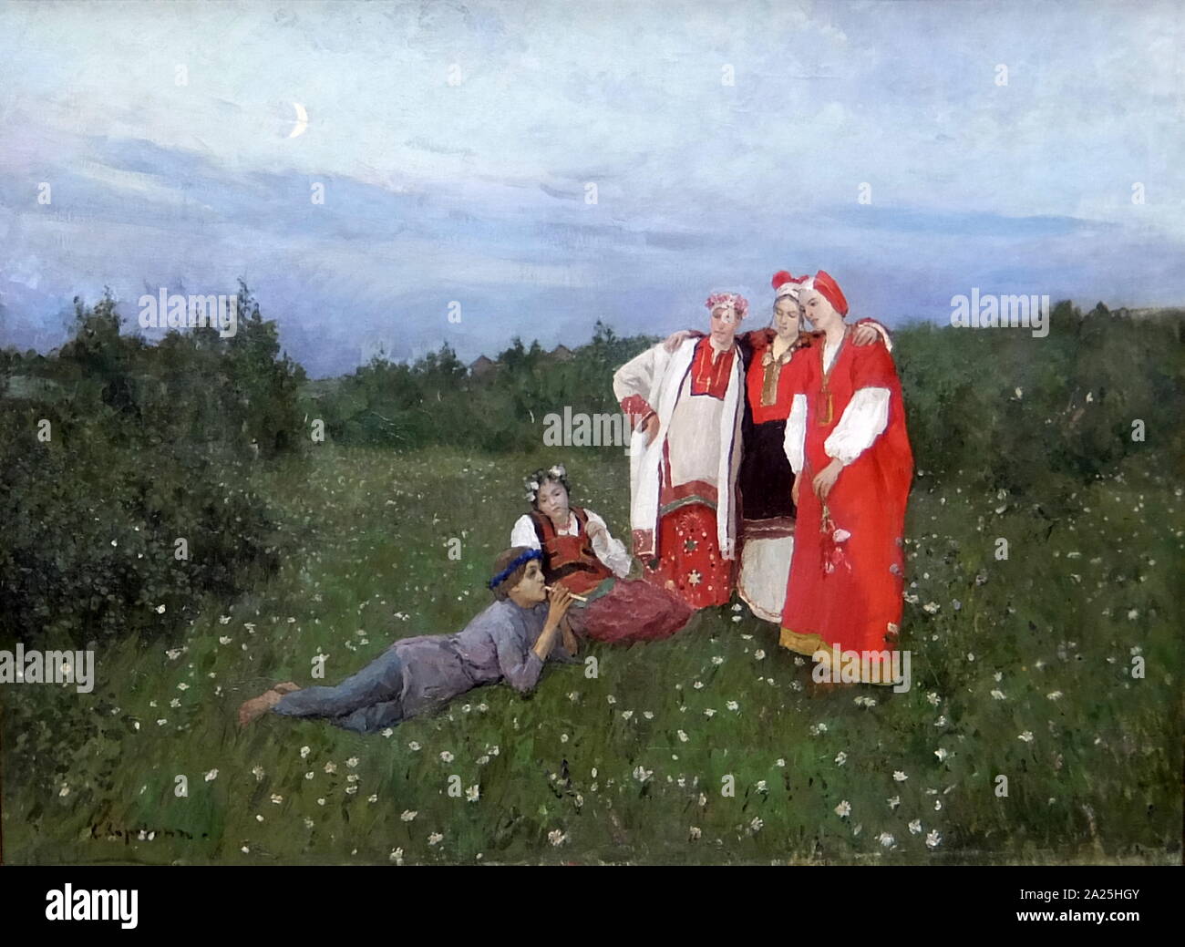 La peinture intitulée "L'Idylle du Nord' par Konstantin Korovine. Constantin Alexeievitch Korovine un peintre russe. Banque D'Images