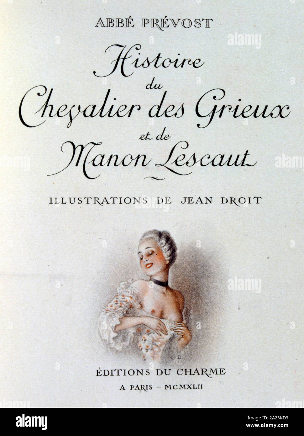 Illustration d'une édition 1942 de l'Histoire du chevalier des Grieux, par l'Abbé Prevost. Banque D'Images