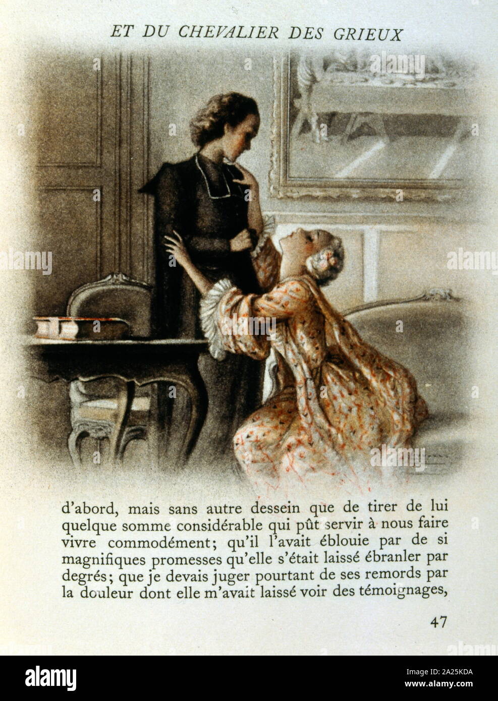 Illustration d'une édition 1942 de l'Histoire du chevalier des Grieux, par l'Abbé Prevost. Banque D'Images