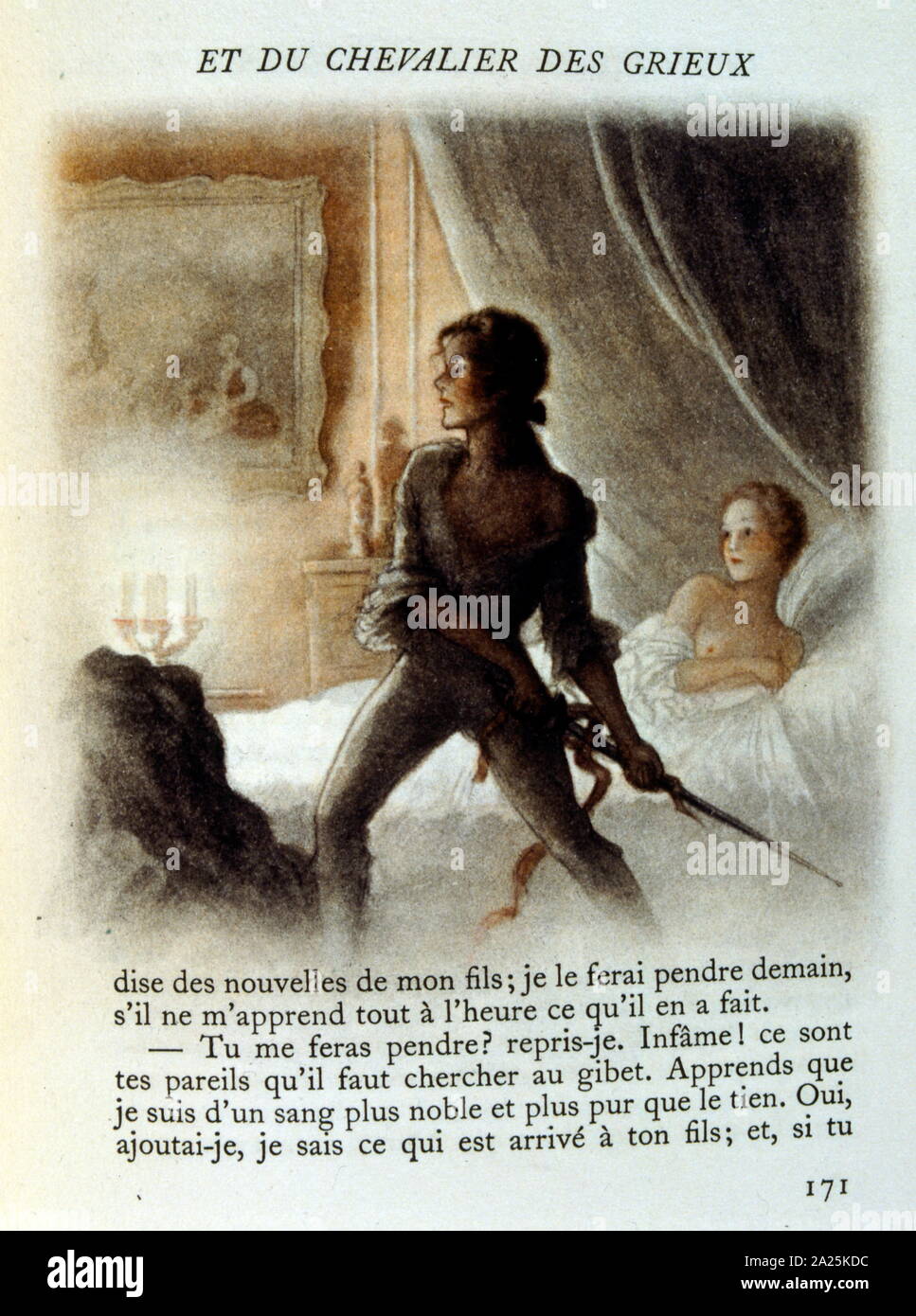 Illustration d'une édition 1942 de l'Histoire du chevalier des Grieux, par l'Abbé Prevost. Banque D'Images